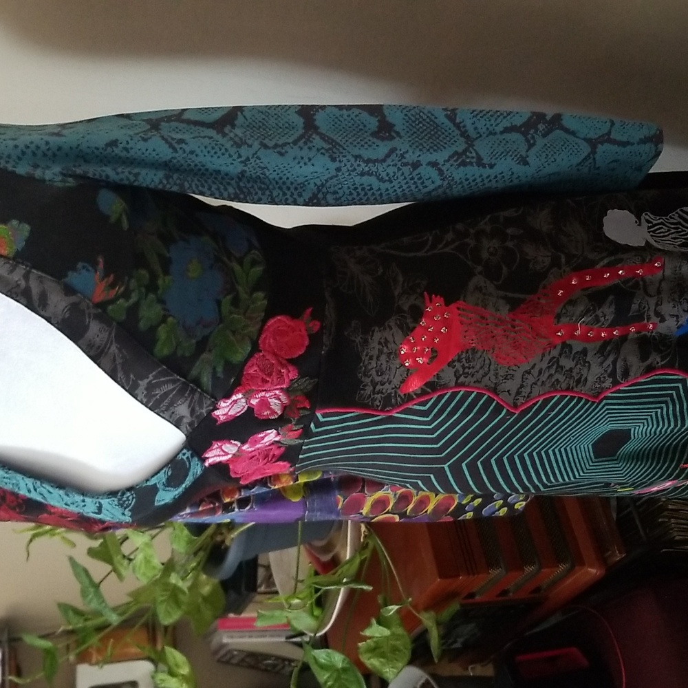 Desigual Mixed Print Long Sleeve A-Line Dress Size Small - Picture 2 of 6